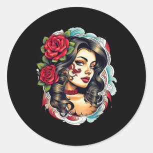 Chicano Chicana La Raza Barrio Tattoo Art Death  Classic Round Sticker