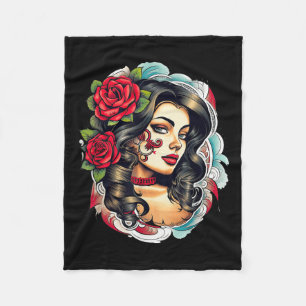 Chicano Chicana La Raza Barrio Tattoo Art Death Fleece Blanket
