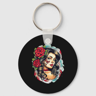 Chicano Chicana La Raza Barrio Tattoo Art Death  Key Ring