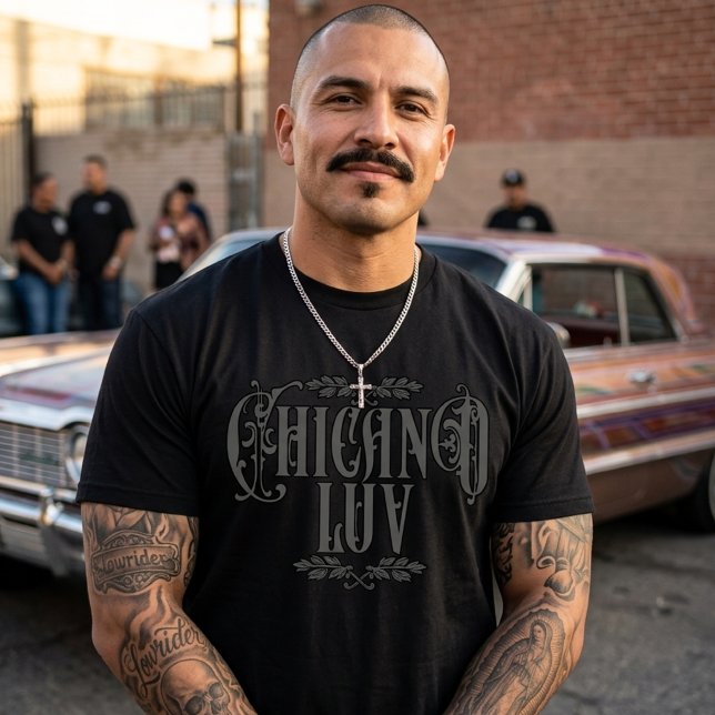 Chicano love black Custom Name T-Shirt (Creator Uploaded)