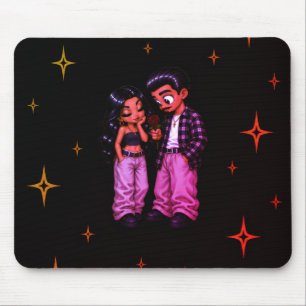 Chicano Love Couple Red Rose Gold Stars Phone Case Mouse Mat