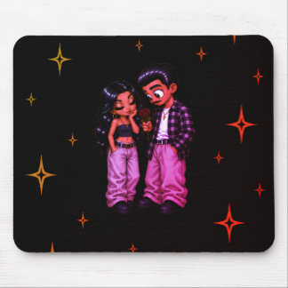 Chicano Love Couple Red Rose Gold Stars Phone Case Mouse Mat