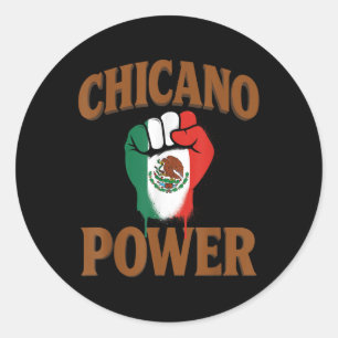 Chicano Power Mexican Mexico Flag Brown Latino Raz Classic Round Sticker
