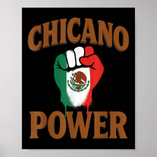 Chicano Power Mexican Mexico Flag Brown Latino Raz Poster