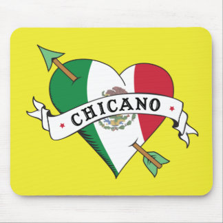 Chicano Tattoo Heart with Mexican Flag Mouse Mat
