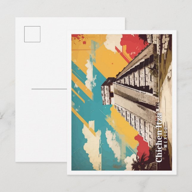 Chicen Itza Mexico Pop Art Travel Illustration Postcard (Front/Back)
