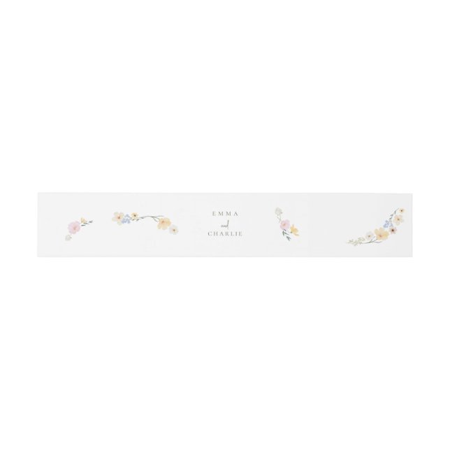Chich Pastel flowers Wedding Invitation Belly Band (Flat)