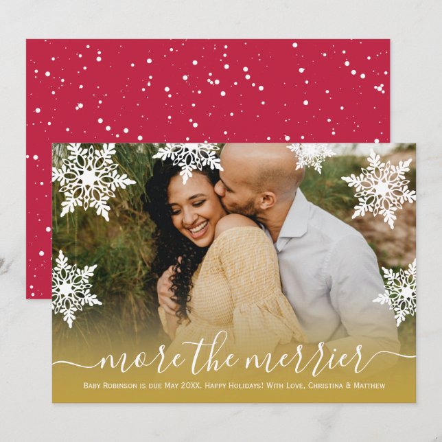 Chich Photo Christmas Pregnancy Announcement Cards (Front/Back)
