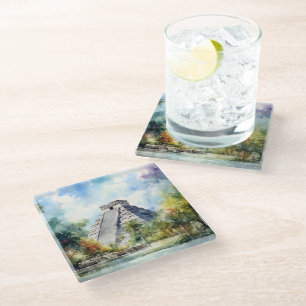 Chichen Itza Glass Coaster