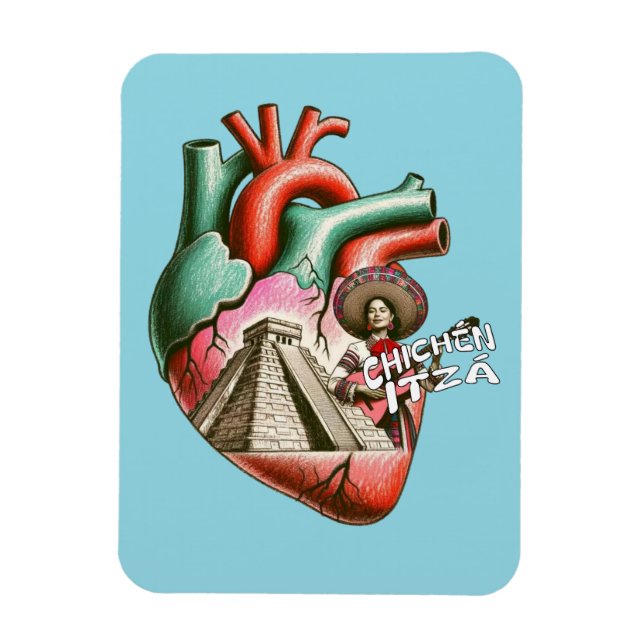 Chichén Itzá Mayan Pyramind Mexico Souvenir Magnet (Vertical)