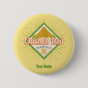 Chichen Itza Mexico Retro Mayan Vintage Yucatan 6 Cm Round Badge