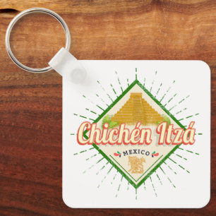 Chichen Itza Mexico Retro Mayan Vintage Yucatan Key Ring