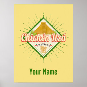 Chichen Itza Mexico Retro Mayan Vintage Yucatan Lu Poster