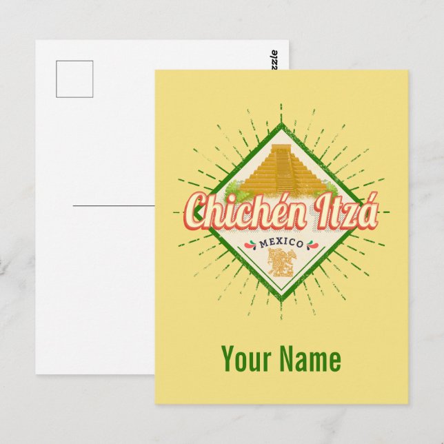 Chichen Itza Mexico Retro Mayan Vintage Yucatan Postcard (Front/Back)