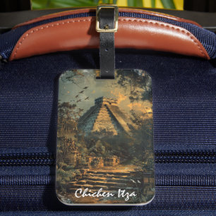 Chichen Itza Mexico Vintage Travel Artwork Luggage Tag