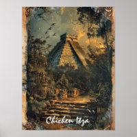 Chichen Itza Mexico Vintage Travel Artwork