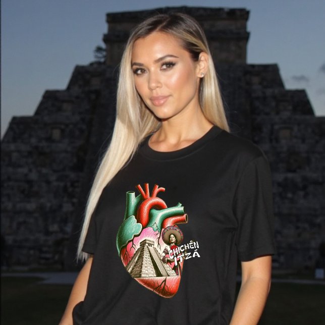 Chichén Itzá Pyramid Yucatan Mexican Heart  T-Shirt (Chichén Itzá Mexican Pyramid Yucatan Heart T-Shirt)