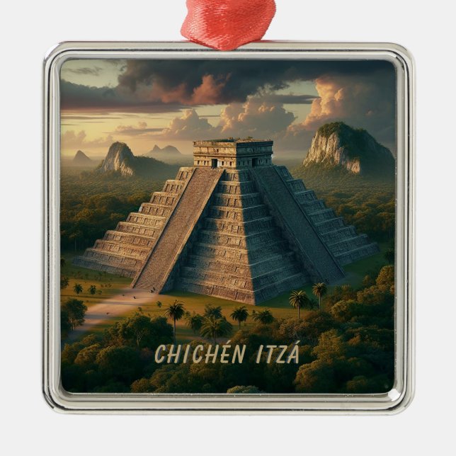 Chichén Itzá Yucatá Mexico Landscape Travel Metal Tree Decoration (Front)