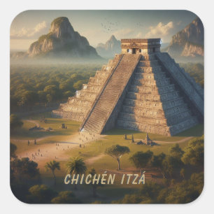 Chichén Itzá Yucatá Mexico Landscape Travel Square Sticker