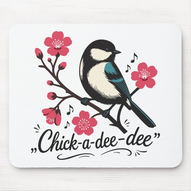 Chick-a-dee-dee-dee chickadee bird call mouse mat (Front)