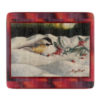 Chick-a-Dee with Mistletoe Cutting Board