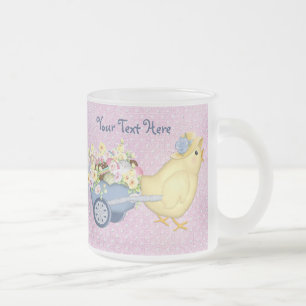 Chick and Cart Frosted Glass Coffee Mug