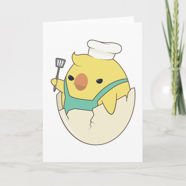 Chick as Cook with Chef's hat & Spatula Card (Front)