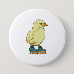 Chick as Inline skater with Inline skates 7.5 Cm Round Badge