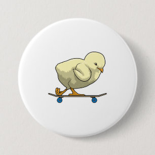Chick as Skater with Skateboard 7.5 Cm Round Badge