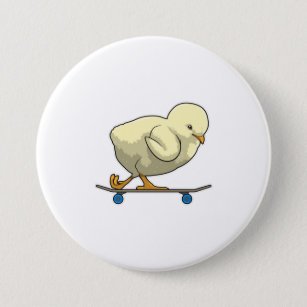 Chick as Skater with Skateboard 7.5 Cm Round Badge