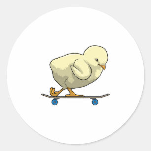 Chick as Skater with Skateboard Classic Round Sticker