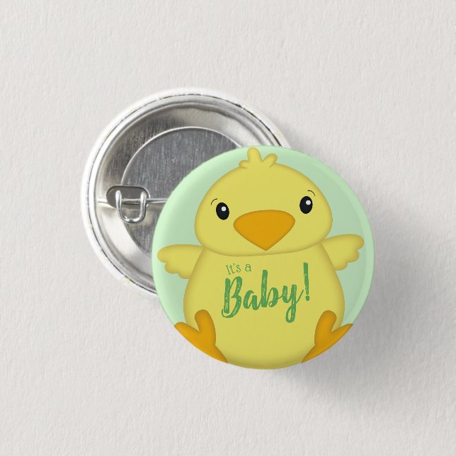 Chick Baby Shower Green 3 Cm Round Badge (Front & Back)