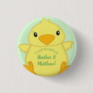 Chick Baby Shower Green 3 Cm Round Badge