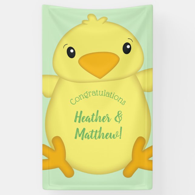 Chick Baby Shower Green Banner (Vertical)