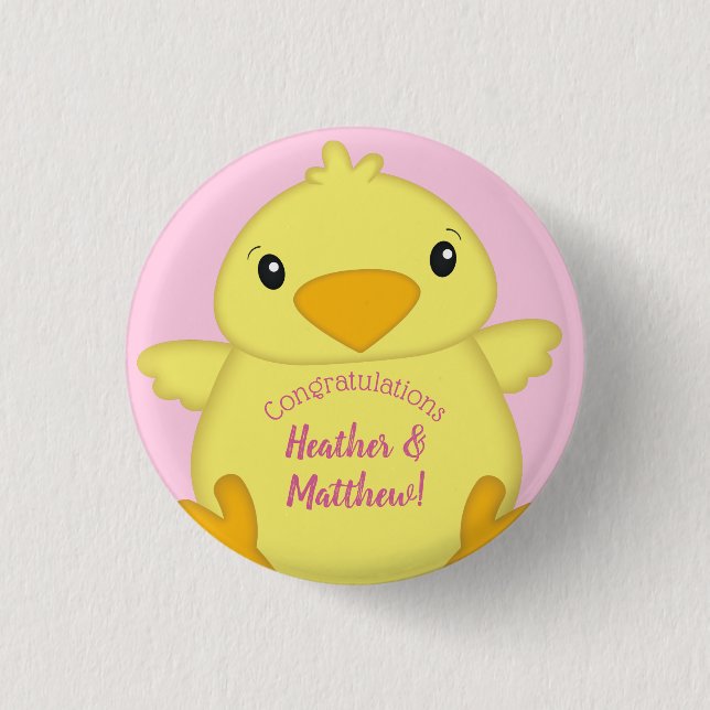 Chick Baby Shower Pink 3 Cm Round Badge (Front)