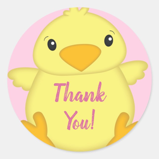 Chick Baby Shower Pink Classic Round Sticker (Front)
