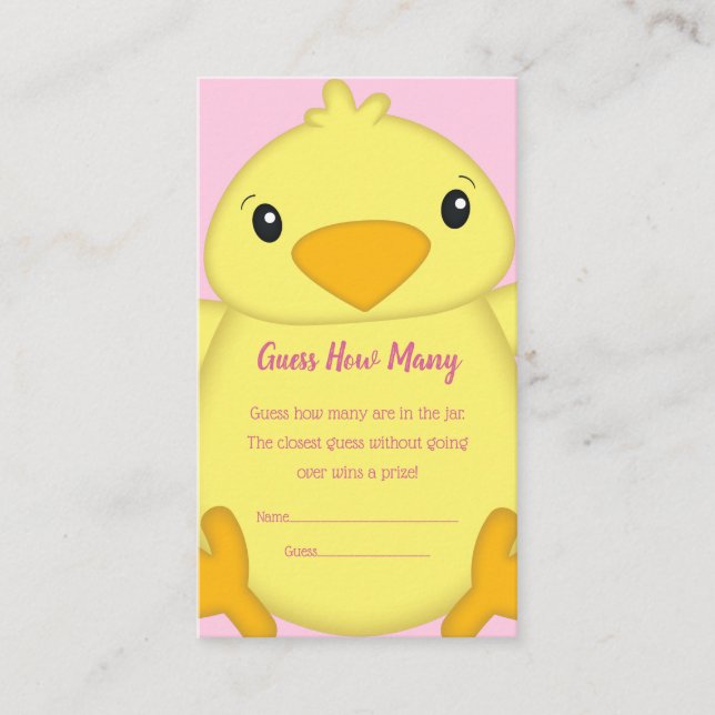 Chick Baby Shower Pink Enclosure Card (Front)