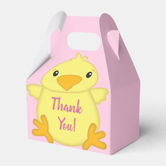 Chick Baby Shower Pink Favour Box (Front Side)