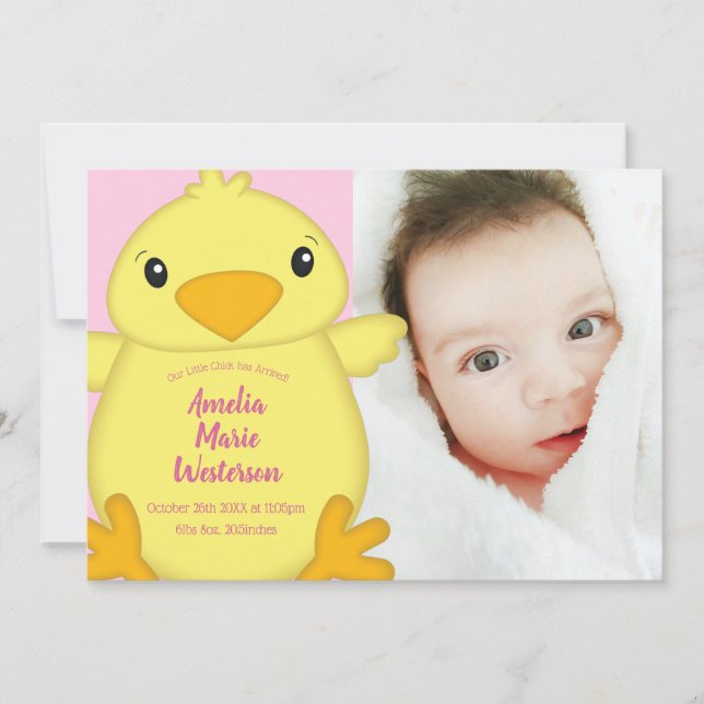 Chick Baby Shower Pink Invitation (Front)