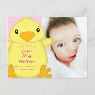 Chick Baby Shower Pink Postcard