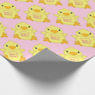 Chick Baby Shower Pink Wrapping Paper