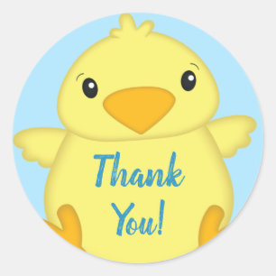 Chick Baby Shower Spring Blue Classic Round Sticker