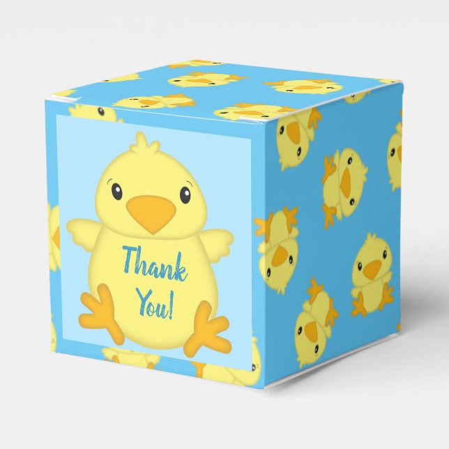 Chick Baby Shower Spring Blue Favour Box (Front Side)