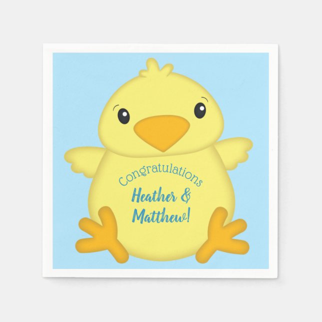 Chick Baby Shower Spring Blue Napkin (Front)