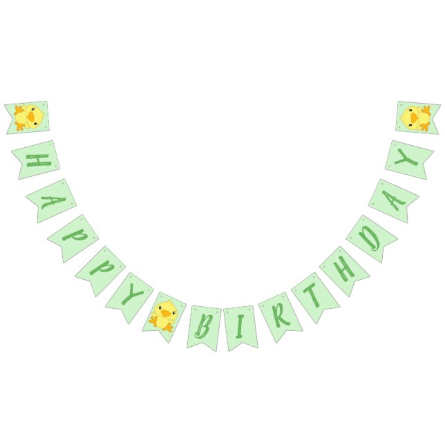 Chick Birthday Party Green Bunting (All)