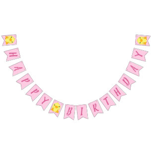 Chick Birthday Party Pink Bunting