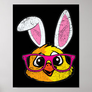 Chick Bunny Ears Easter Cute Farm Animal Spring Poster