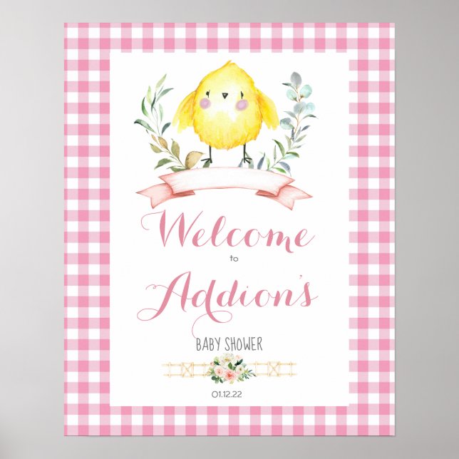 chick chicken baby shower welcome poster (Front)