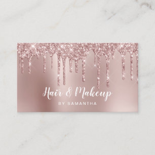 Chick copper rose gold glitter drips hair & makeup business card