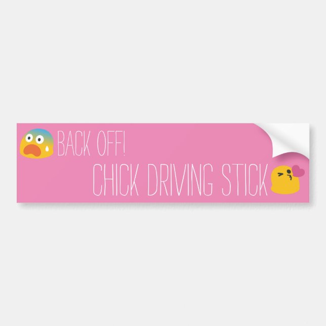 Chick Driving Stick Bumper Sticker (Front)
